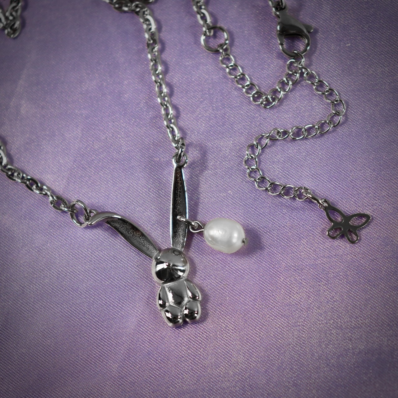 Pearl Bunny Necklace 𖦹