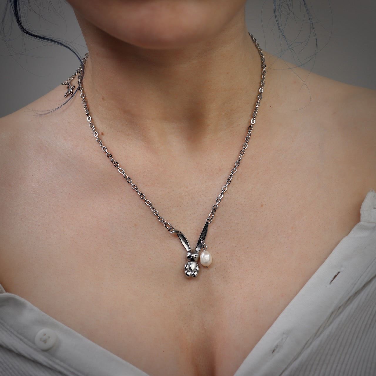 Pearl Bunny Necklace 𖦹