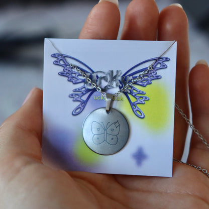 Butterfly Engraved Necklace